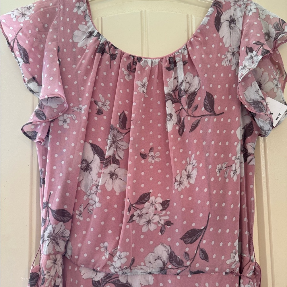 Pink floral tiered dress